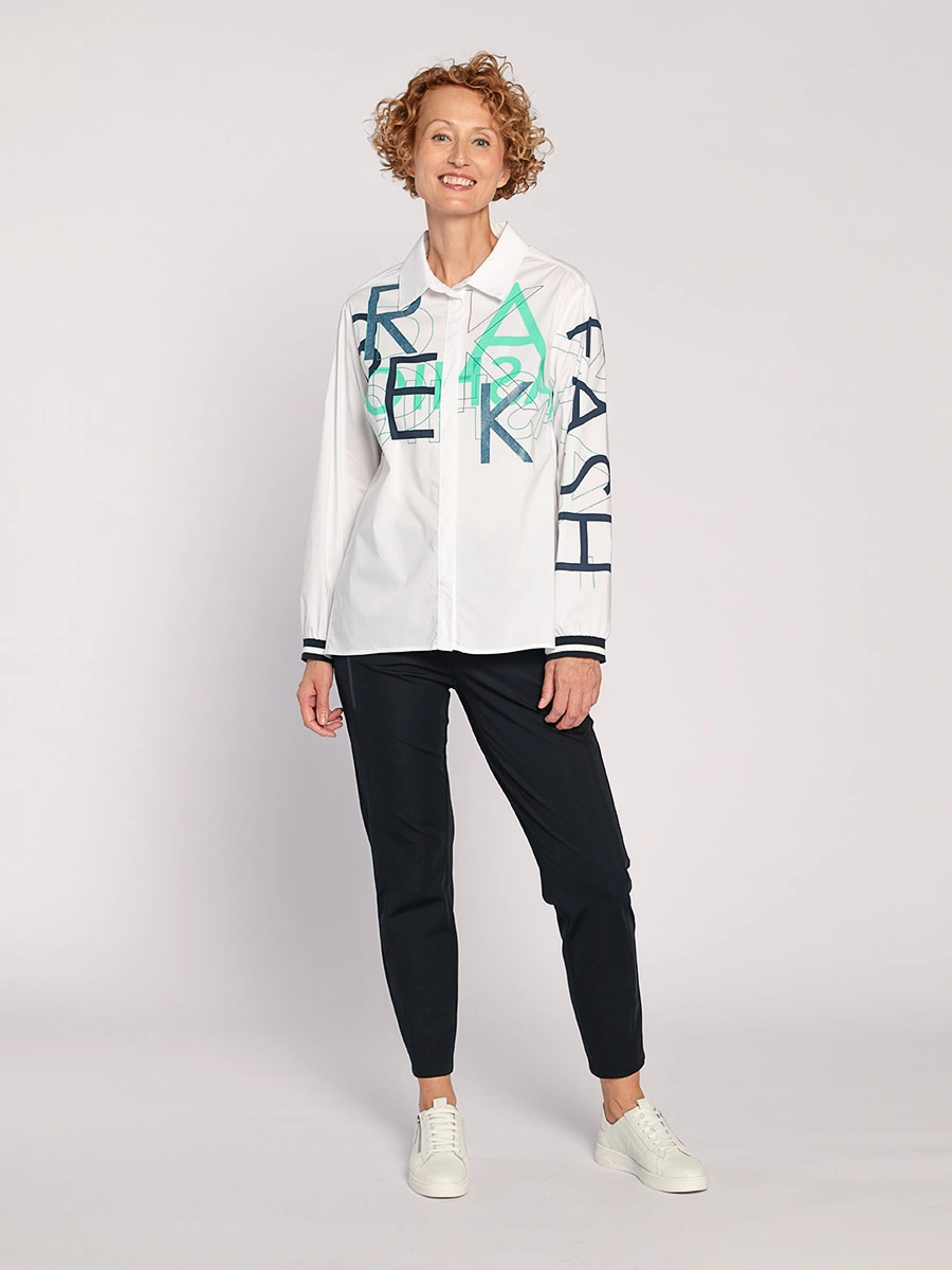 Блуза свободного кроя из хлопка с принтом